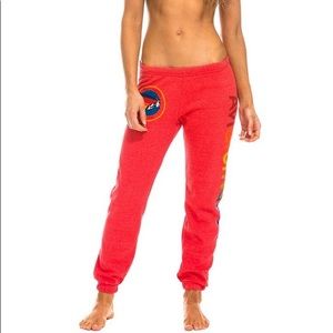Aviator Nation Logo Sweatpants Neon Red